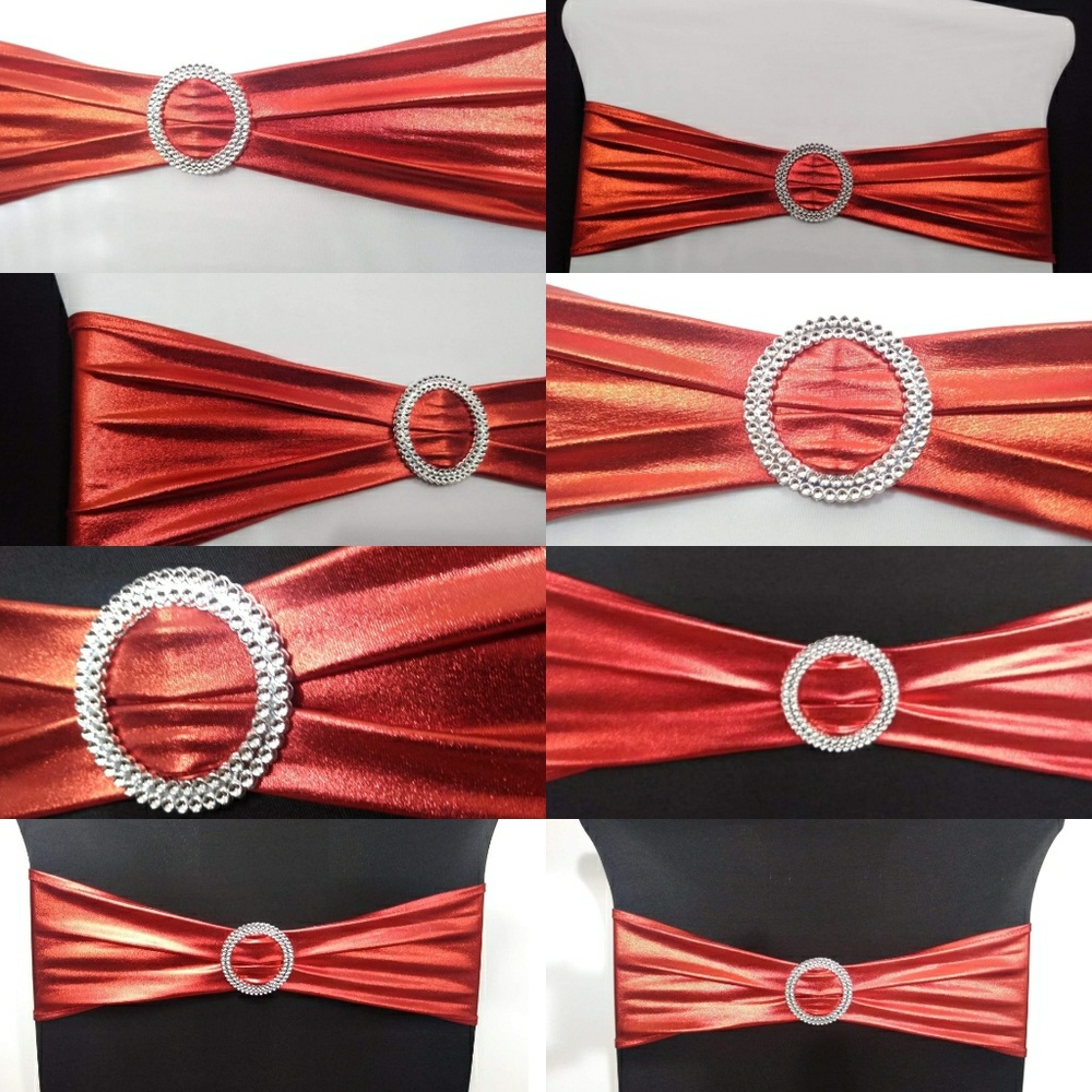 50 Pack Party Metallic Red Stretch Chair Band